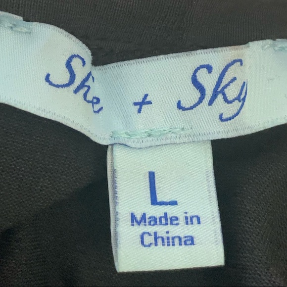 She+Sky Charcoal Grey Cold Shoulder Top With Ties - Picture 7 of 10